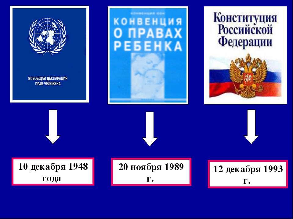 Конвенция 1993 г. Конституция прав ребенка в Российской Федерации.