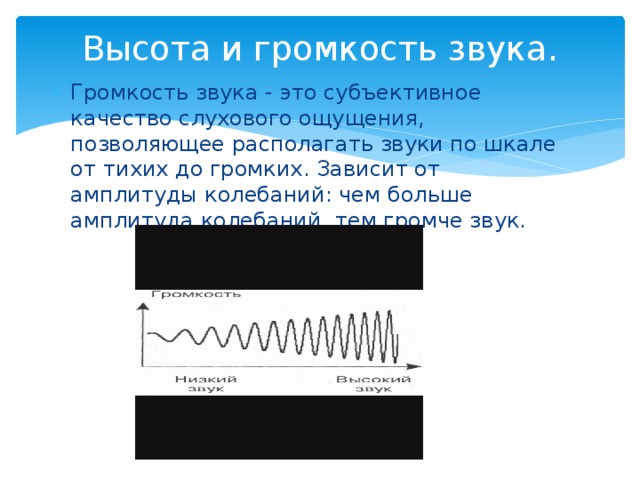 Громкость звука зависит от