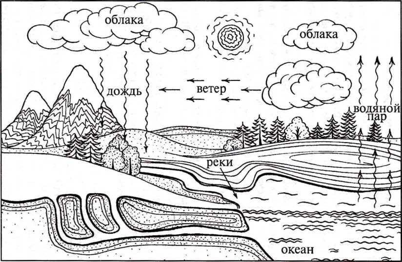 Круговорот воды в природе рисунок для срисовки