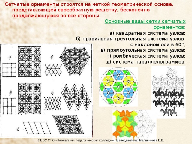 Составление узоров. Составление орнамента. Схемы построения орнамента. Способы построения сетчатого орнамента. Основы построения орнамента;.