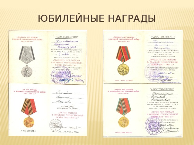 Юбилейные награды 