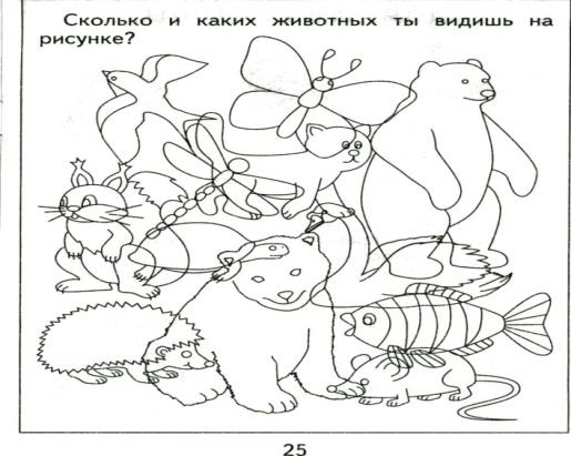 Посмотри на картинки и скажи сколько предметов животных ты видишь какие они