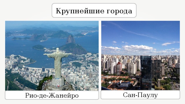 Крупнейшие города Mariordo Сан-Паулу Рио-де-Жанейро 