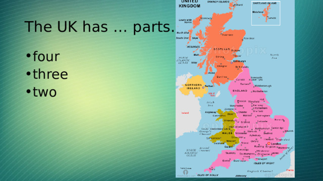 The UK has … parts. four three two 