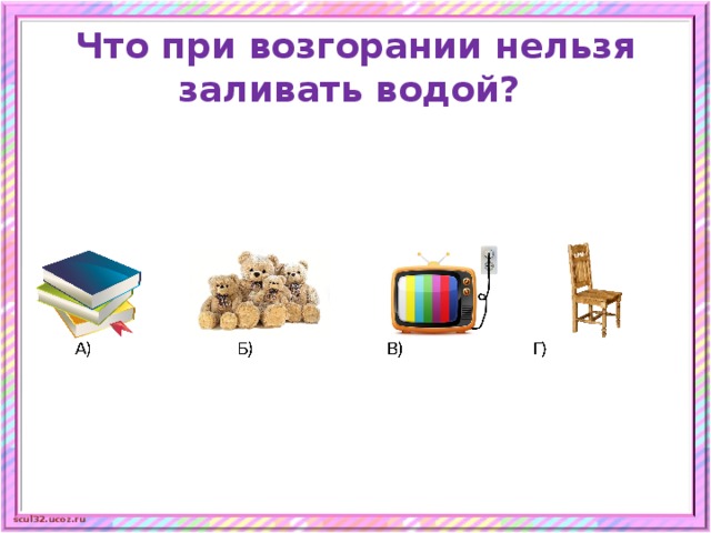 Нельзя налить. Какие предметы при возгорании нельзя заливать водой. Какие из этих предметов при возгорании нельзя заливать водой?. Что при возгорании нельзя заливать водой окружающий мир. Картинка предметов при возгорании нельзя заливать водой.