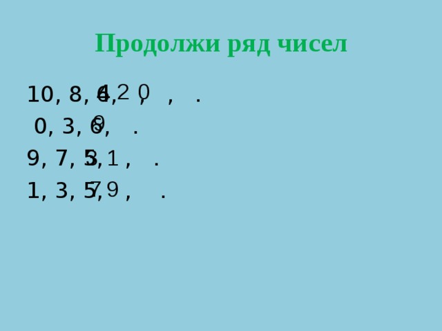 Продолжи ряд чисел 1 3 5