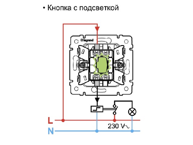 Legrand inspiria выключатель с подсветкой как подключить Применение двух полистного выключателя в однолинейной схеме электроснабжения осв