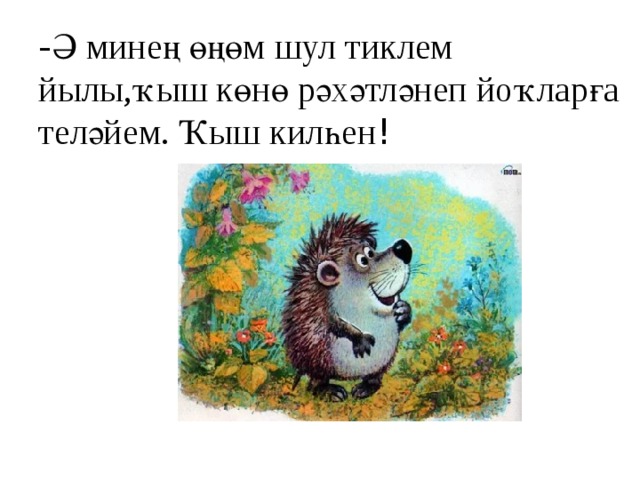 - Ә минең өңөм шул тиклем йылы,ҡыш көнө рәхәтләнеп йоҡларға теләйем. Ҡыш килһен ! 