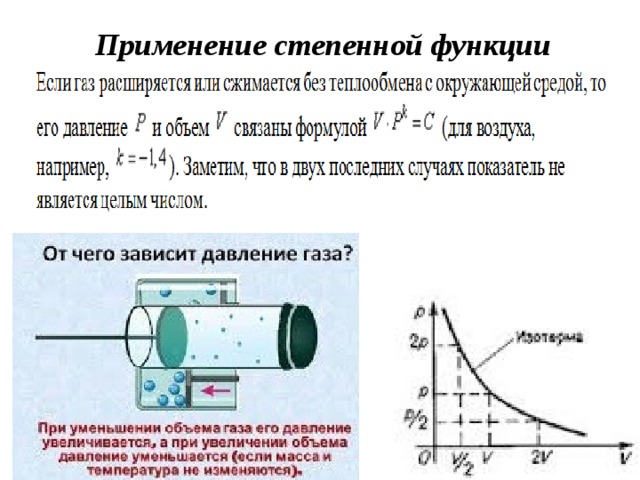 Применение степенной функции 