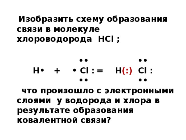 Схема образования молекулы хлороводорода