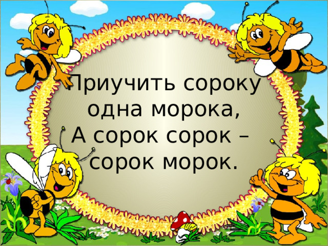 Приучить сороку  одна морока,  А сорок сорок –  сорок морок. 