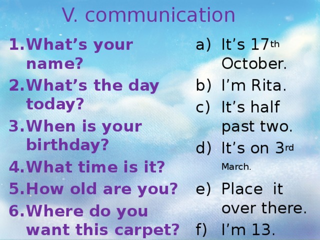 V. communication