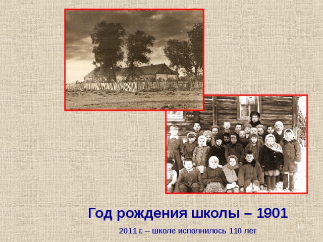 Год рождения школы – 1901 2011 г. – школе исполнилось 110 лет   