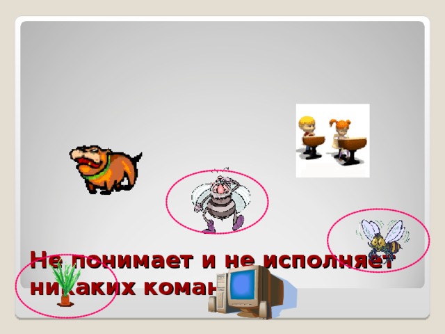 Не понимает и не исполняет никаких команд 