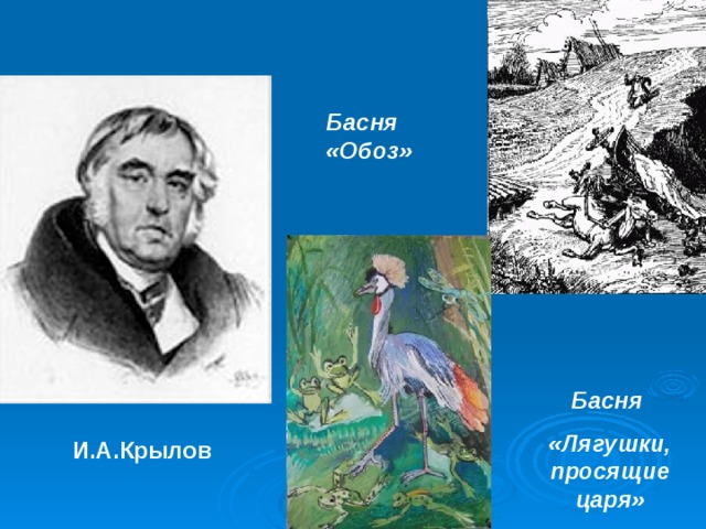 Басня «Обоз» Басня «Лягушки, просящие царя» И.А.Крылов 