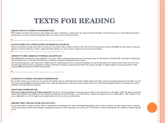 texts for reading