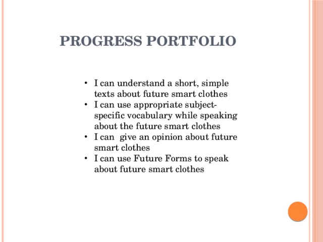 PROGRESS PORTFOLIO