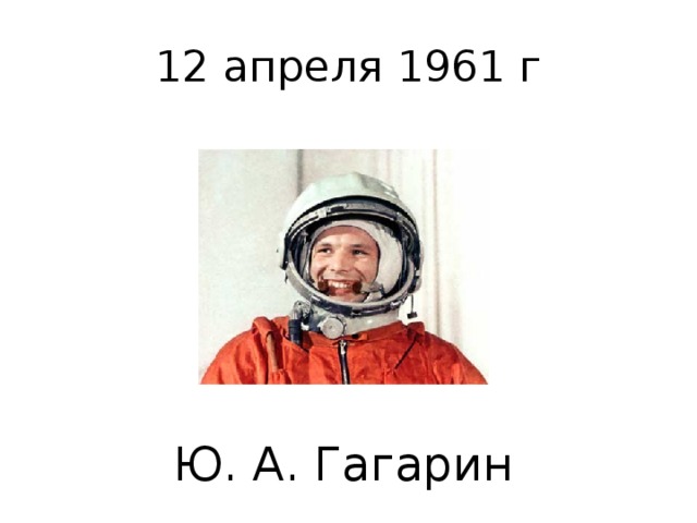 12 апреля 1961 г Ю. А. Гагарин 