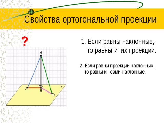 Равные наклонные имеют равные проекции