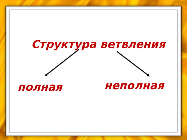 Структура ветвления неполная полная 