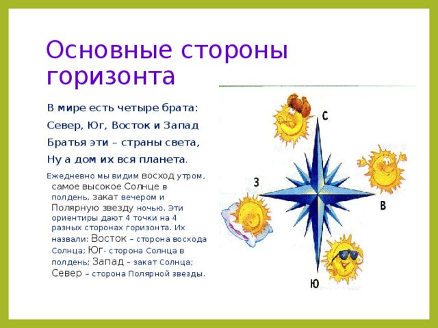 Основные и промежуточные стороны горизонта 5