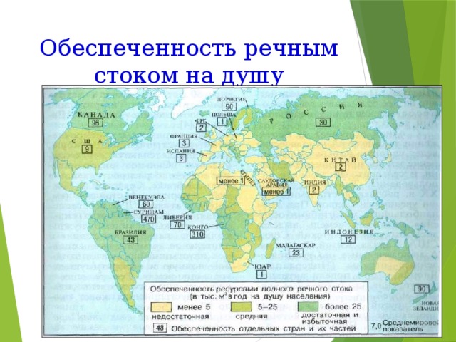Обеспеченность речным стоком на душу населения 