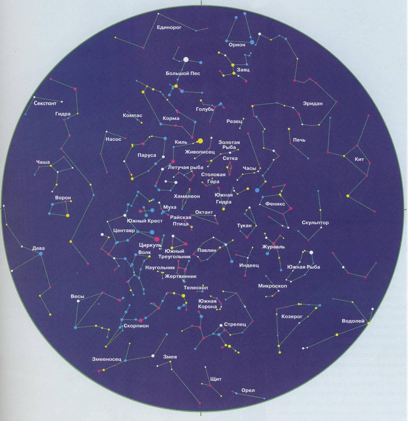 Карта созвездий с названиями на русском звездного неба