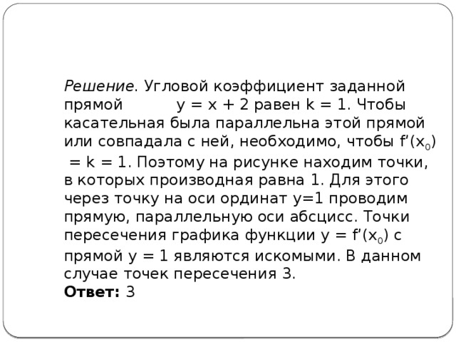 Если касательная параллельна прямой то угловые коэффициенты