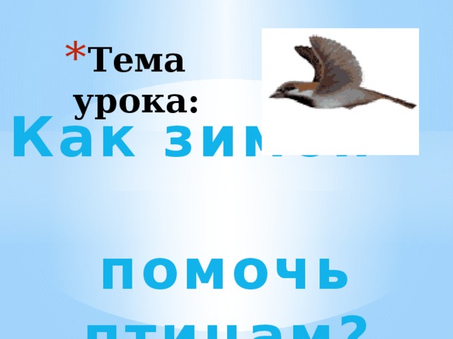 Тема урока: Как зимой помочь птицам? 