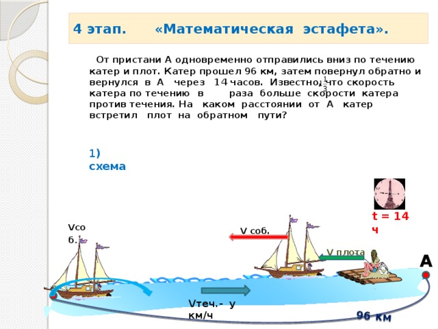 Катер проходил расстояние между пристанями