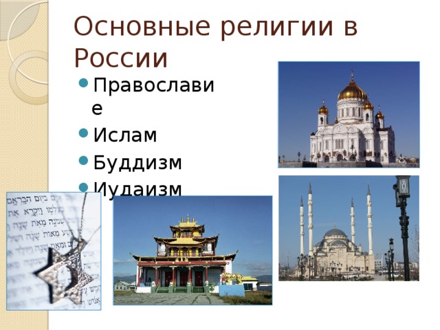 Основные религии России. Малые религии России. Место религии в россии
