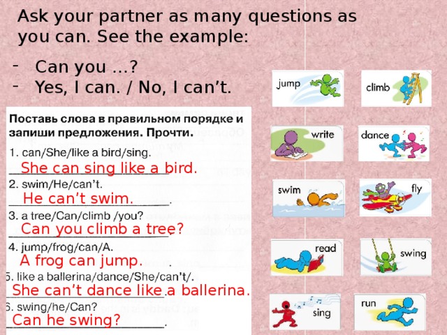 Can you climb like a chimp перевод. She can like a Bird Sing. Предложения со словами can. Поставить слова в правильном порядке на английском. Can she like a Bird Sing составить предложение.