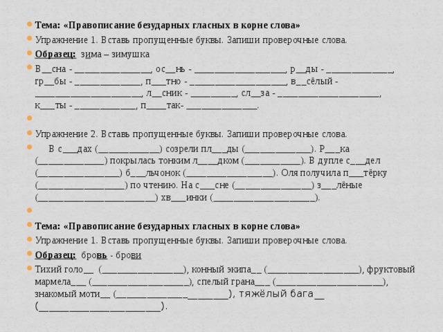 Проверочная работа по теме правописание