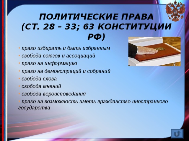 Презентация политические права 10 класс право никитин