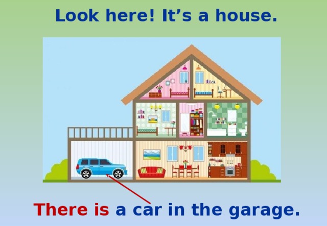 Look here! It’s a house.  There is a car in the garage.  