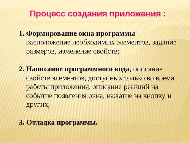 Расположение программы. Процесс создания программ. Опишите приложения оющено згпчнния.