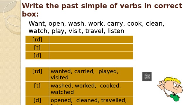 Complete with the past simple. Carry в паст Симпл. Write в паст Симпл. Carries в past simple. Want past simple.