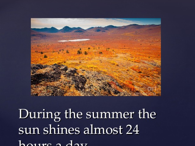 During the summer the sun shines almost 24 hours a day 