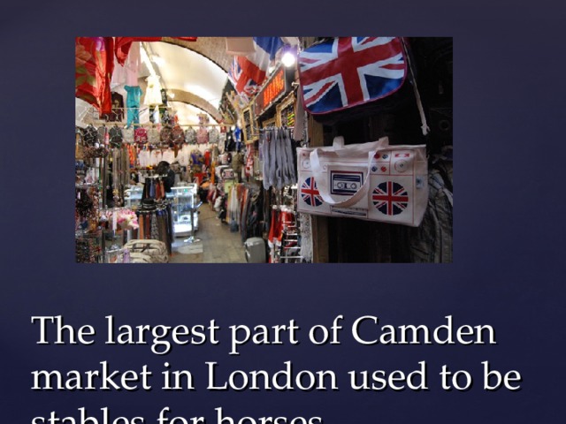 The largest part of Camden market in London used to be stables for horses 