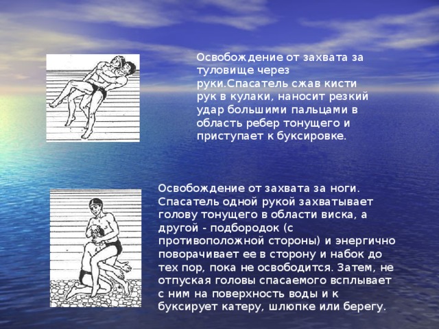 Резкий удар. Освобождение от захвата туловища без рук спереди. Освобождение от захватов. Освобождение от захвата туловища без рук сзади. Освобождение от захватов туловища спасателя.