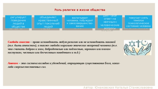 Роль религии в жизни общества. Роль религии в духовной жизни общества. Роль религии в жизни человека. Роль религии в жизни человека и общества.