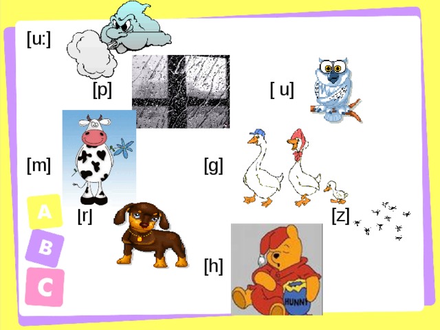 [u:]   [p]  [  u]  [m]  [g]  [r]  [ z ]  [h] 