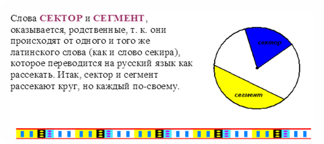 Включи сектора. Сектор и сегмент. Сектор и сегмент круга. Отличие сектора от сегмента. Сектор и сегмент окружности.