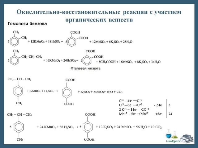 Окисление и восстановление органических соединений схема процесса и конкретные примеры реакций