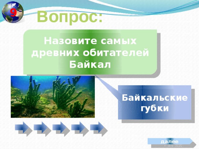  9 Вопрос: Назовите самых древних обитателей Байкал Байкальские губки далее 