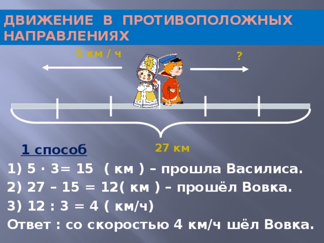 Движение в противоположных направлениях 4 класс задачи