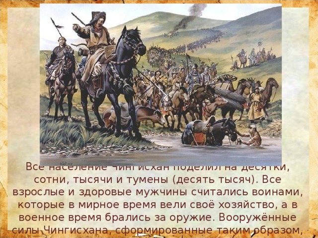 Перед тобой схема структуры монгольской армии впиши название самой крупной тактической единицы