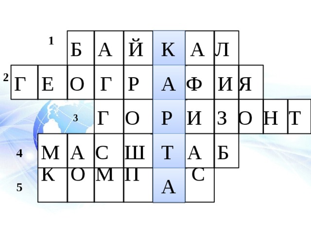 1  К Б А Й А Л  А Г Е О Г Р Ф И Я 2  Р Г О И З О Н Т 3  Т М А С Ш А Б 4 К О М П С  А 5 