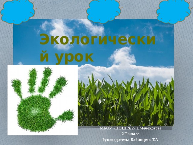 Экологический урок МБОУ «НОШ №2» г. Чебоксары 2 Т класс Руководитель: Бабинцева Т.А 