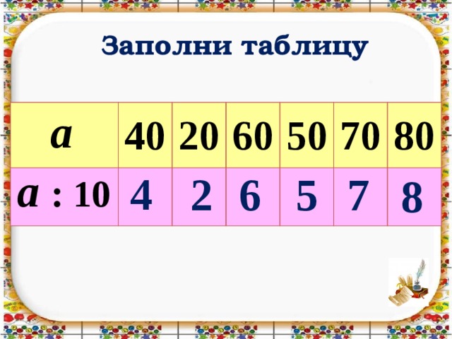 Заполните таблицу 6 7